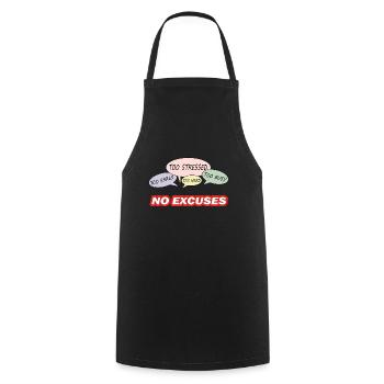logo quote NO EXCUSES - Tablier de cuisine - noir - Devant - AI Model Male 185 dark (185cm)