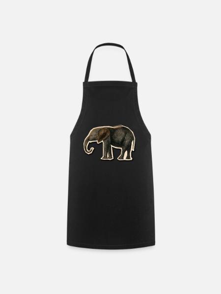 Elephant with Tape - Cooking Apron - black