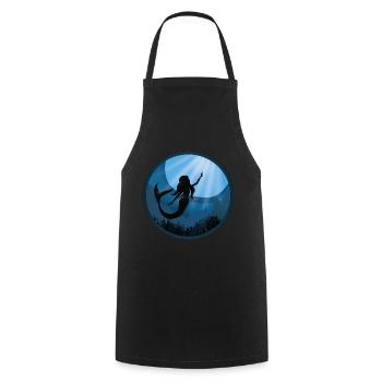 Sirène sous l’eau - Tablier de cuisine - noir - Devant - AI Model Male 185 dark (185cm)