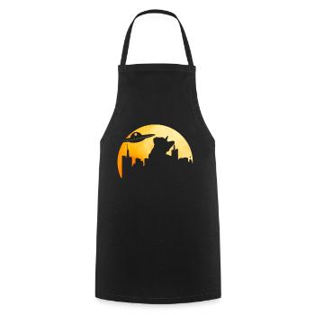 Alien Alien Cat - Cooking Apron - black - Front - AI Model Male 185 dark (185cm)