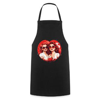 Valentinstag-Outfit für Sie und Sie in Liebe - Kochschürze - Schwarz - Vorne - AI Model Male 185 dark (185cm)
