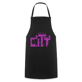 Skyline, City - purple version - Cooking Apron - black - Front - AI Model Male 185 dark (185cm)