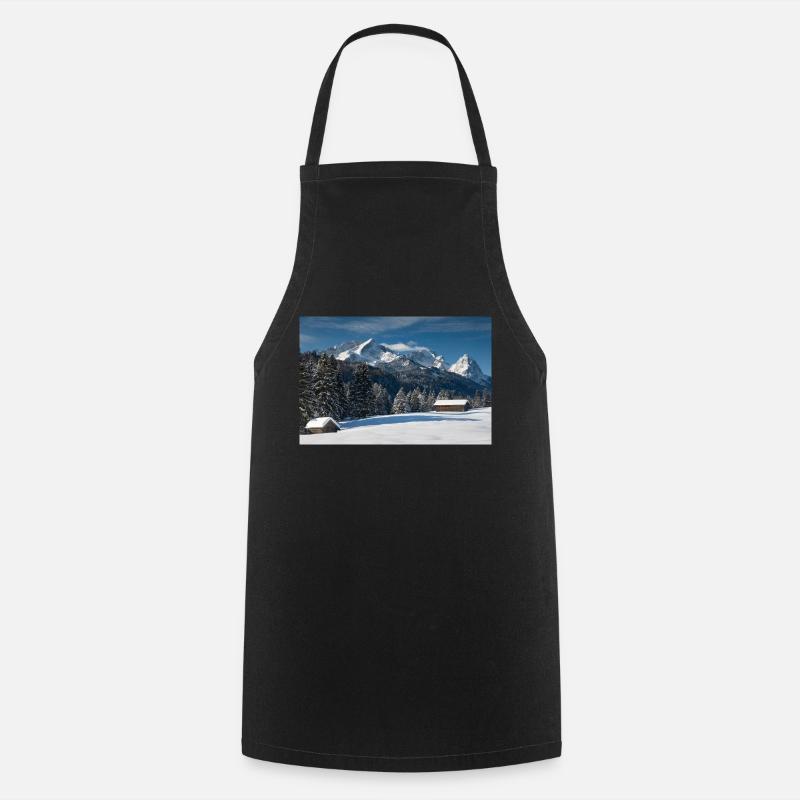 Winterstimmung mit Zugspitze - Kochschürze - Schwarz