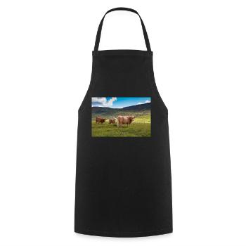 Schottische Hochlandrinder - Kochschürze - Schwarz - Vorne - AI Model Male 185 dark (185cm)