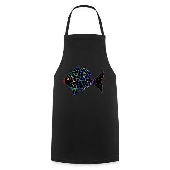 Fisch - Kochschürze - Schwarz - Vorne - AI Model Male 185 dark (185cm)