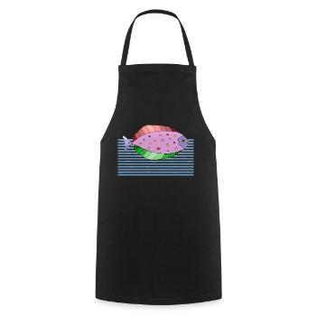 Poisson - Tablier de cuisine - noir - Devant - AI Model Male 185 dark (185cm)