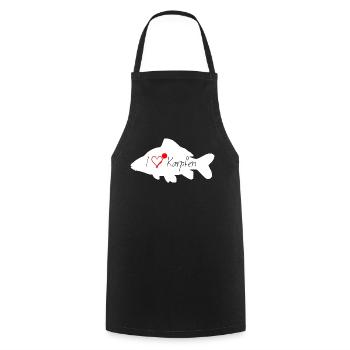 I love CARP white - Cooking Apron - black - Front - AI Model Male 185 dark (185cm)