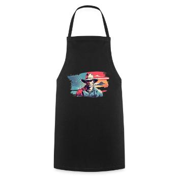 cow-boy vintage - Tablier de cuisine - noir - Devant - AI Model Male 185 dark (185cm)