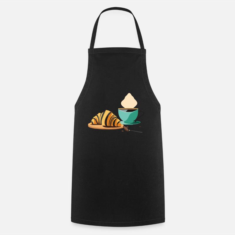 Petit-déjeuner : Croissant & Café - Tablier de cuisine - noir
