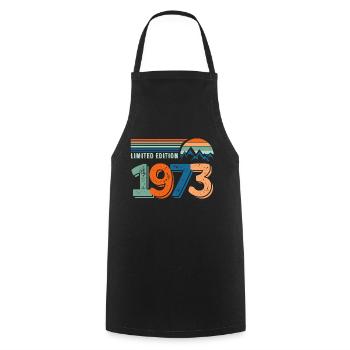 Limited edition 1973 - Cooking Apron - black - Front - AI Model Male 185 dark (185cm)