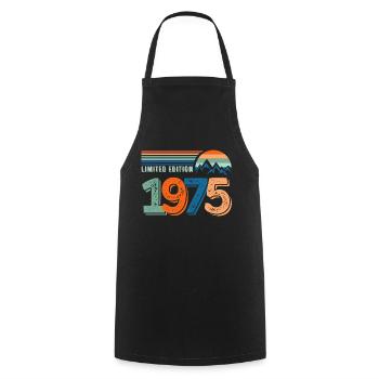 Limited edition 1975 - Cooking Apron - black - Front - AI Model Male 185 dark (185cm)