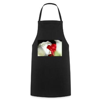 White & Red Roses - Cooking Apron - black - Front - AI Model Male 185 dark (185cm)