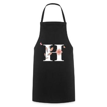 Letter h wildflowers watercolors - Cooking Apron - black - Front - AI Model Male 185 dark (185cm)