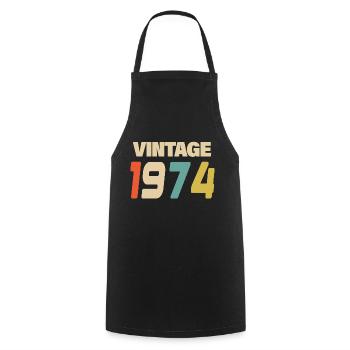 1974 Vintage Retro Classique 1974 - Tablier de cuisine - noir - Devant - AI Model Male 185 dark (185cm)