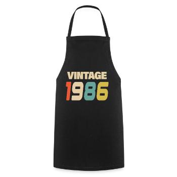 1986 Vintage Retro Classic 1986 - Cooking Apron - black - Front - AI Model Male 185 dark (185cm)