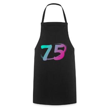 Number 75 multicolor - Cooking Apron - black - Front - AI Model Male 185 dark (185cm)