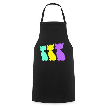 3 Sitzende Katzen Drei Bunte Freunde Silhouetten - Kochschürze - Schwarz - Vorne - AI Model Male 185 dark (185cm)