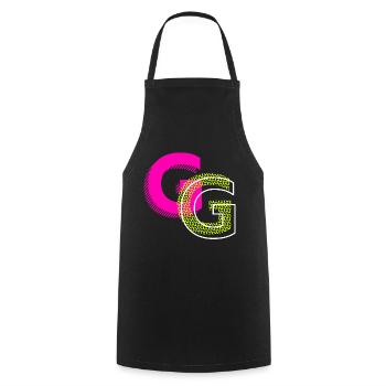 Lettre initiale G - Tablier de cuisine - noir - Devant - AI Model Male 185 dark (185cm)