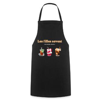 Les filles savent trois boissons toujours - drôles - Tablier de cuisine - noir - Devant - AI Model Male 185 dark (185cm)