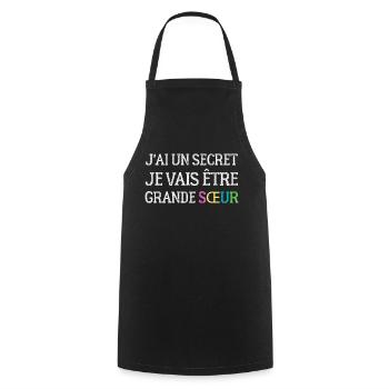 I have a secret, I'm going to be a big sister - Cooking Apron - black - Front - AI Model Male 185 dark (185cm)