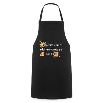 Single Cat Lover Humor - Cooking Apron - black - Front - AI Model Male 185 dark (185cm)