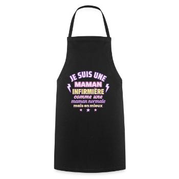 Maman infirmière, cadeau fête des mères,Noël - Tablier de cuisine - noir - Devant - AI Model Male 185 dark (185cm)