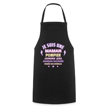 Maman pompier, cadeau fête des mères,Noël - Tablier de cuisine - noir - Devant - AI Model Male 185 dark (185cm)