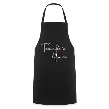 Red Heart Bride's Witness - Cooking Apron - black - Front - AI Model Male 185 dark (185cm)