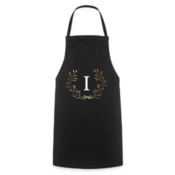 Buchstabe i Goldene Blumenkrone - Kochschürze - Schwarz - Vorne - AI Model Male 185 dark (185cm)