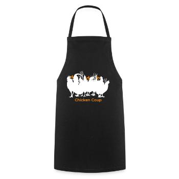 Chicken Coup - White Chickens on Black - Cooking Apron - black - Front - AI Model Male 185 dark (185cm)