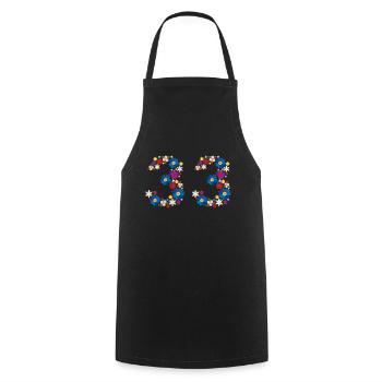 Flowers 33 - Cooking Apron - black - Front - AI Model Male 185 dark (185cm)