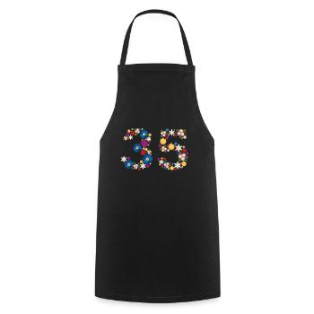 Flowers 35 - Cooking Apron - black - Front - AI Model Male 185 dark (185cm)