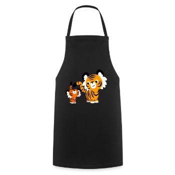 Cute Cartoon Small and Big Tigers by Cheerful - Cooking Apron - black - Front - AI Model Male 185 dark (185cm)