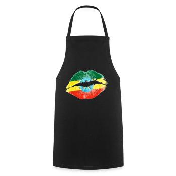 Kiss (Ethiopia) - Cooking Apron - black - Front - AI Model Male 185 dark (185cm)