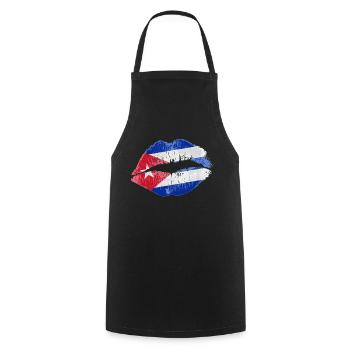 Kiss (Cuba) - Cooking Apron - black - Front - AI Model Male 185 dark (185cm)