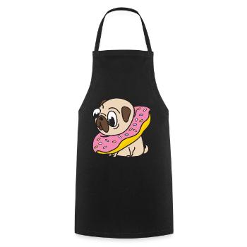 Drôle Cool Cute Dog Pug - Tablier de cuisine - noir - Devant - AI Model Male 185 dark (185cm)