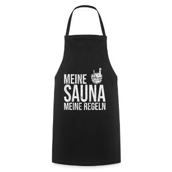Sauna Meine Regeln Aufguss - Kochschürze - Schwarz - Vorne - AI Model Male 185 dark (185cm)