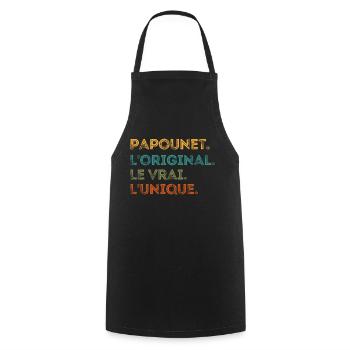 Papounet L'original Le Vrai L'unique Cadeau Humour - Tablier de cuisine - noir - Devant - AI Model Male 185 dark (185cm)