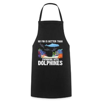 With Dolphins Swimming Dolphin Ocean Sea Mammal - Cooking Apron - black - Front - AI Model Male 185 dark (185cm)