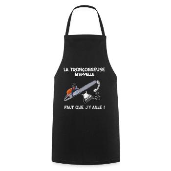 La Tronçonneuse au bout du Fil Humour Homme - Tablier de cuisine - noir - Devant - AI Model Male 185 dark (185cm)