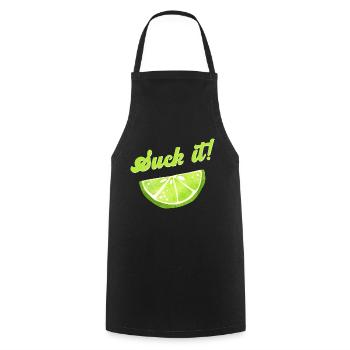 Limetten Scheibe Cocktail Bar Suck It Spruch - Kochschürze - Schwarz - Vorne - AI Model Male 185 dark (185cm)