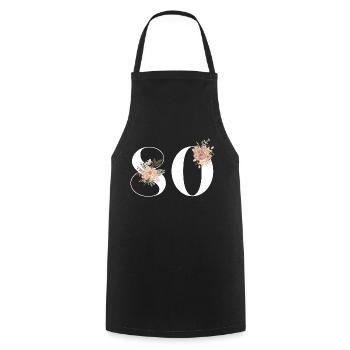 80e anniversaire fleuris (Cadeau de 80 ans) - Tablier de cuisine - noir - Devant - AI Model Male 185 dark (185cm)
