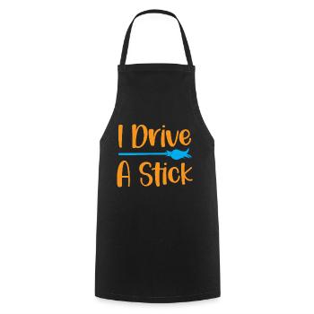 I drive a stick - halloween humor - Cooking Apron - black - Front - AI Model Male 185 dark (185cm)