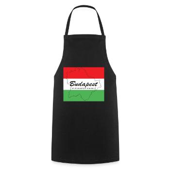 Budapest - Hauptstadt mit GPS-Koordinaten & Flagge - Kochschürze - Schwarz - Vorne - AI Model Male 185 dark (185cm)