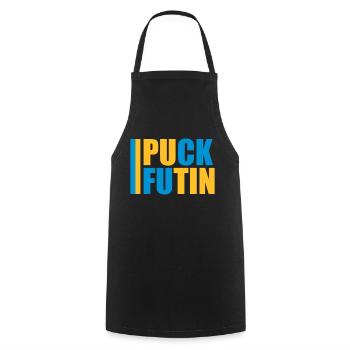 Conception du logo Puck Futin - Tablier de cuisine - noir - Devant - AI Model Male 185 dark (185cm)