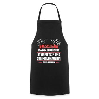 Steinmetzin Steinbildhauerin Design für Handwerker - Kochschürze - Schwarz - Vorne - AI Model Male 185 dark (185cm)