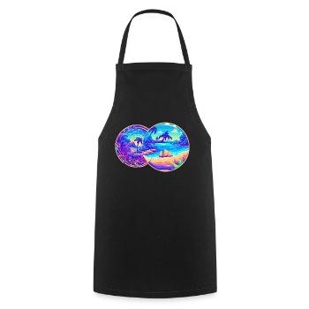 Plages violettes - Tablier de cuisine - noir - Devant - AI Model Male 185 dark (185cm)