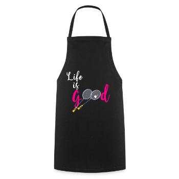 Badminton Femme Cadeau Sport - Tablier de cuisine - noir - Devant - AI Model Male 185 dark (185cm)