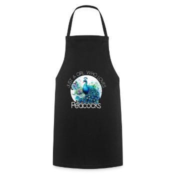 Pfau Blumen Pfauenfeder Exotisch Farbenfroh Bunt - Kochschürze - Schwarz - Vorne - AI Model Male 185 dark (185cm)