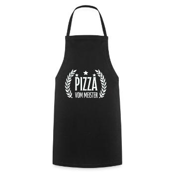 Pizza, Pizzabäcker, Meister - Kochschürze - Schwarz - Vorne - AI Model Male 185 dark (185cm)
